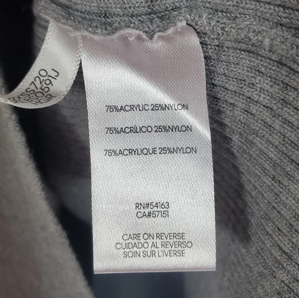 Calvin Klein Size L Gray Ribbed Knit V-Neck Polo Collar Long Sleeve Sweater